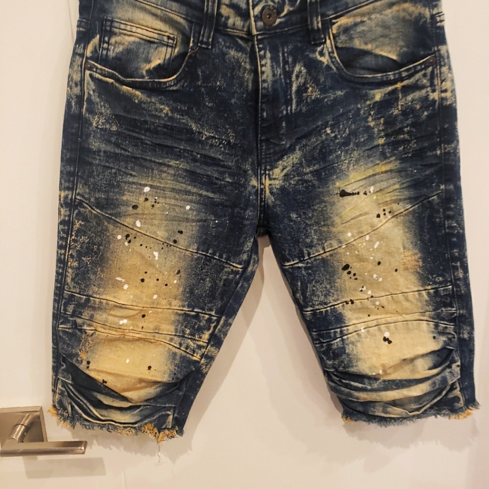 Mens FBRK Distressed Denim Shorts